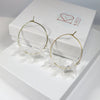 Bridal Flower Dangle Hoop Earrings, Wedding Floral Hoop Ear Studs, Medium Flower Hoop Earrings - KaleaBoutique.com