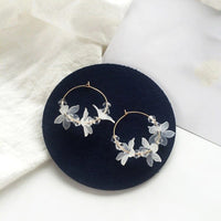 Bridal Flower Dangle Hoop Earrings, Wedding Floral Hoop Ear Studs, Medium Flower Hoop Earrings - KaleaBoutique.com