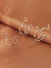 Bridal Oval Pearl 3 PC Hairpin Set, Wedding Pearl Branch Hair Pin Accessory, Bridesmaid Pearl Hairpins, Set of 3 - KaleaBoutique.com
