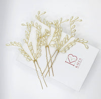 Bridal Oval Pearl 3 PC Hairpin Set, Wedding Pearl Branch Hair Pin Accessory, Bridesmaid Pearl Hairpins, Set of 3 - KaleaBoutique.com