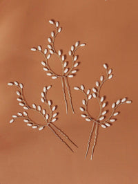 Bridal Oval Pearl 3 PC Hairpin Set, Wedding Pearl Branch Hair Pin Accessory, Bridesmaid Pearl Hairpins, Set of 3 - KaleaBoutique.com