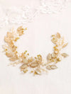 Bridal Metal Leaves Hair Vine, Rhinestone Crystal Flower Head Wreath, Wedding Metal Flower Headband, Prom Hair Wire - KaleaBoutique.com