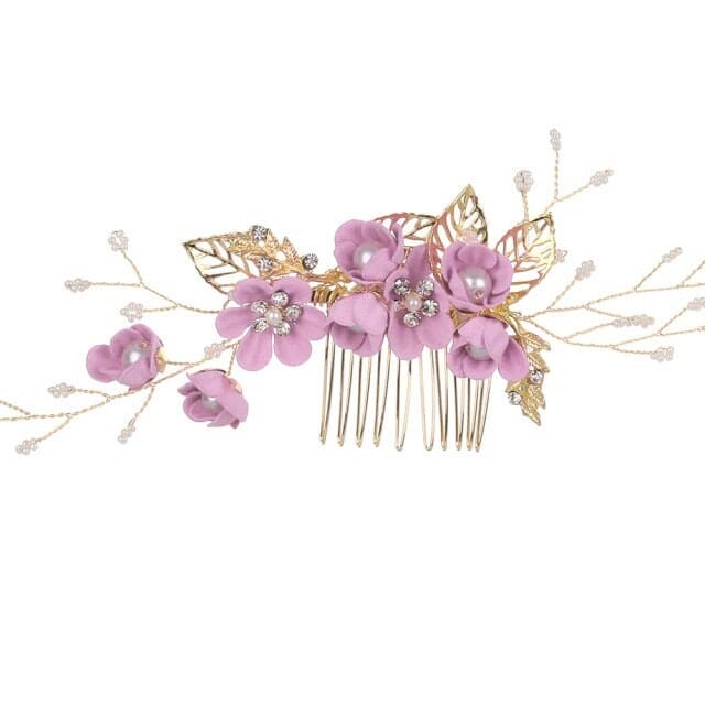 Bridal Lilac Flower 2 PC Hairpin Set, Wedding Velvet Fabric Lavender Hair Pins, Bridesmaid Purple Flower Hairpin Set - KaleaBoutique.com