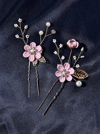 Bridal Lilac Flower 2 PC Hairpin Set, Wedding Velvet Fabric Lavender Hair Pins, Bridesmaid Purple Flower Hairpin Set - KaleaBoutique.com