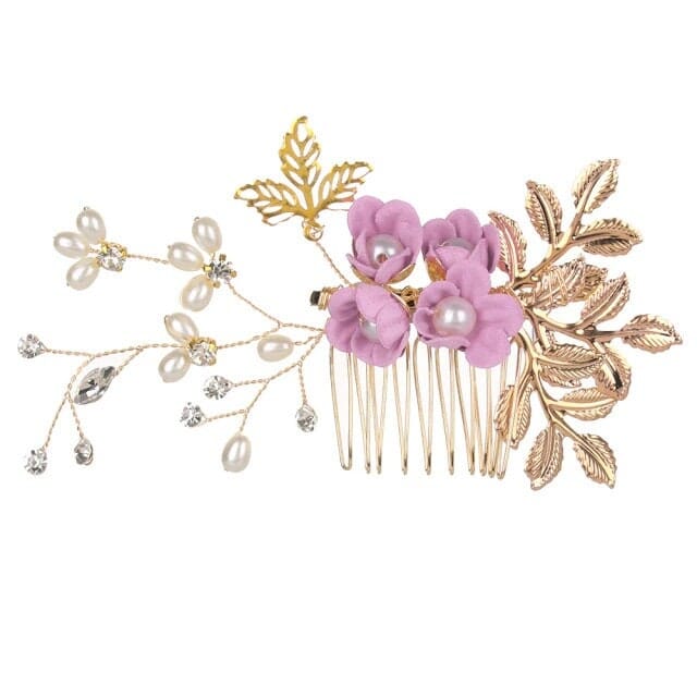 Bridal Lilac Flower 2 PC Hairpin Set, Wedding Velvet Fabric Lavender Hair Pins, Bridesmaid Purple Flower Hairpin Set - KaleaBoutique.com