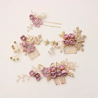 Bridal Lilac Flower 2 PC Hairpin Set, Wedding Velvet Fabric Lavender Hair Pins, Bridesmaid Purple Flower Hairpin Set - KaleaBoutique.com