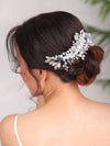 Bridal Milky White Crystal Hair Comb with Hair Vine Extension, Opal Crystal Rhinestone Wedding Hairpiece, Gemstone Floral Crystal Hair Vine - KaleaBoutique.com