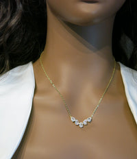 Bridal Minimalist Crystal 3 PC Jewelry Set, Necklace and Earrings Set, Bridesmaid Chain Necklace, Wedding 14K Gold Plated Jewelry - KaleaBoutique.com
