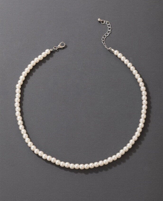 Bridal Minimalist Pearl Choker Necklace, Bridesmaid Pearl Bead Necklace, Elegant Wedding Pearl Necklace, Simple Pearl Jewelry - KaleaBoutique.com