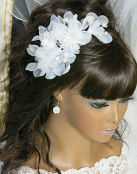 Bridal Multi Layer Chiffon Flower Hairclip, Prom Party, White Chiffon Bridal Headpiece, Flower Girl Mesh Hairclip, Wedding Big Hairpiece - KaleaBoutique.com