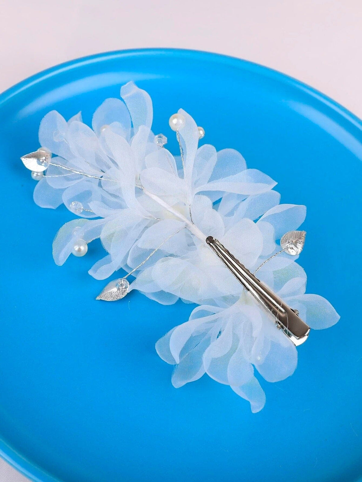 Bridal Multi Layer Chiffon Flower Hairclip, Prom Party, White Chiffon Bridal Headpiece, Flower Girl Mesh Hairclip, Wedding Big Hairpiece - KaleaBoutique.com