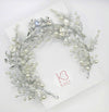 Bridal Pearl and Rhinestone Gem Leaf Headband, Wedding Head Wreath Wire Tiara, Princess Silver Floral Hair Vine, Pearl Crystal Headpiece - KaleaBoutique.com