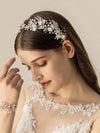 Bridal Pearl and Rhinestone Headband, Wedding Head Wreath Wire Tiara, Princess Silver Floral Hair Vine, Pearl Crystal Headpiece - KaleaBoutique.com