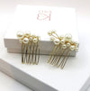 Bridal Pearl Cluster Hair Combs, Wedding Pearl Hair Pieces, Pearl Hair Combs and Hair Pin Set, Bridesmaid Pearl Hairpieces - KaleaBoutique.com