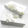 Bridal Pearl Cluster Hair Combs, Wedding Pearl Hair Pieces, Pearl Hair Combs and Hair Pin Set, Bridesmaid Pearl Hairpieces - KaleaBoutique.com