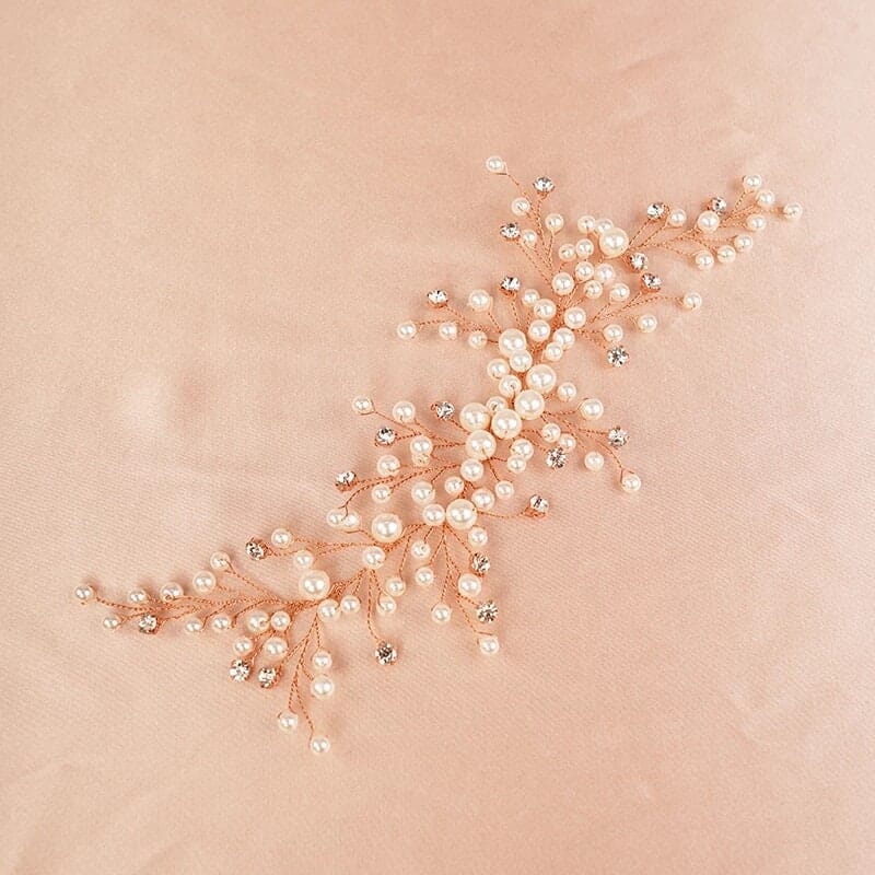 Bridal Pearl and Crystal Hair Vine Headband, Wedding Wire Pearl Head Wreath, Bridesmaid Rhinestone Pearl Hairpiece, Pearl Hair Wire - KaleaBoutique.com