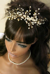 Bridal Pearl and Crystal Hair Vine Headband, Wedding Wire Pearl Head Wreath, Bridesmaid Rhinestone Pearl Hairpiece, Pearl Hair Wire - KaleaBoutique.com