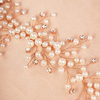 Bridal Pearl and Crystal Hair Vine Headband, Wedding Wire Pearl Head Wreath, Bridesmaid Rhinestone Pearl Hairpiece, Pearl Hair Wire - KaleaBoutique.com