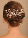 Bridal Floral Hair Comb and Hairpins 4 PC Set, Gem Hair Comb and 3 Hair Pins for Bridesmaids - KaleaBoutique.com