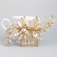 Bridal Floral Hair Comb and Hairpins 4 PC Set, Gem Hair Comb and 3 Hair Pins for Bridesmaids - KaleaBoutique.com