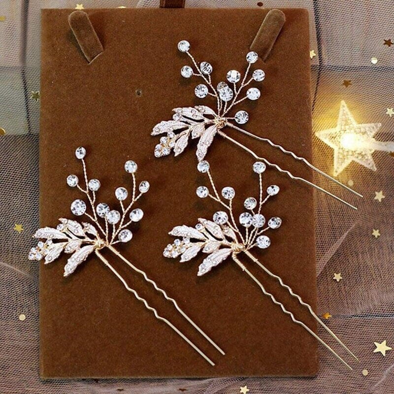 Bridal Floral Hair Comb and Hairpins 4 PC Set, Gem Hair Comb and 3 Hair Pins for Bridesmaids - KaleaBoutique.com