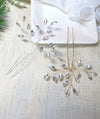Bridal Rhinestone Crystal Hairpin 2 PC Set, Wedding Gem Branch Hair Pin Headpiece, Bridesmaid Crystal Wire Hairpiece, Set of 2 - KaleaBoutique.com