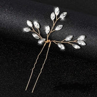 Bridal Rhinestone Crystal Hairpin 2 PC Set, Wedding Gem Branch Hair Pin Headpiece, Bridesmaid Crystal Wire Hairpiece, Set of 2 - KaleaBoutique.com
