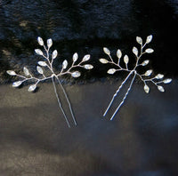 Bridal Rhinestone Crystal Hairpin 2 PC Set, Wedding Gem Branch Hair Pin Headpiece, Bridesmaid Crystal Wire Hairpiece, Set of 2 - KaleaBoutique.com