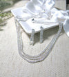 Bridal Rhinestone Crystal Multi Layer Necklace and Earrings 3 PC Set, Wedding Fashion CZ Diamond Gem Layered Bridesmaid Crystal Jewelry Set - KaleaBoutique.com