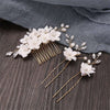 Bridal Ceramic Flower 3 PC Hairpin Set, Floral Hair Comb and 2 Hairpins, Bridesmaid Floral Headpiece, Wedding Hairpin set or Earrings - KaleaBoutique.com