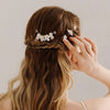 Bridal White Ceramic Flower 4 PC Hair Pin Set, Floral Hair Comb and 3 Hairpins Set, Bridesmaid Head Piece, Wedding Flower Hairpin Set - KaleaBoutique.com