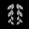 Bridesmaid Crystal Leaf Earrings, Wedding CZ Diamond Dangle 14K Gold Plated Stud Earrings, Bridal Crystal Leaf Tassel Gem Ear Studs - KaleaBoutique.com