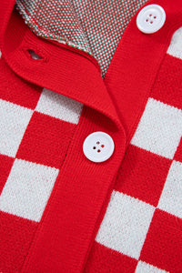 KaleaBoutique Comfortable Checkered Christmas Tree Pattern Button V Neck Cardigan Sweater - KaleaBoutique.com