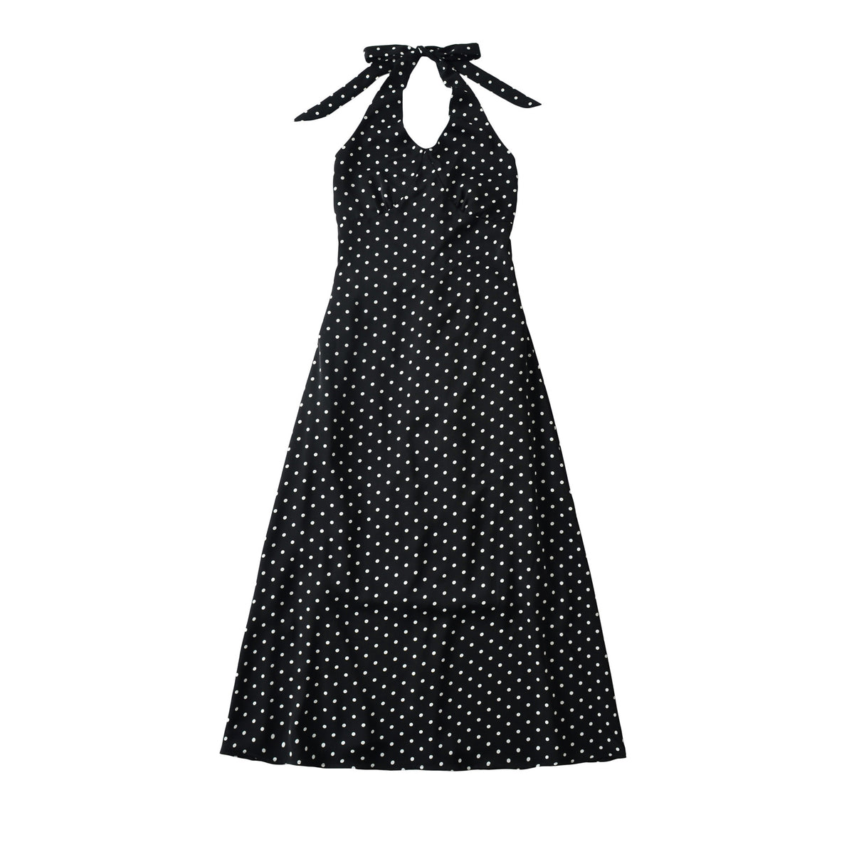 Women's Polka-Dot Tie-Halter Smocked-Back Midi Dress - KaleaBoutique.com
