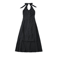 Women's Polka-Dot Tie-Halter Smocked-Back Midi Dress - KaleaBoutique.com