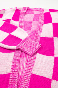 KaleaBoutique Stylish Checkered Printed Ribbed Trim Open Front Cardigan - KaleaBoutique.com