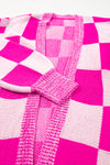 KaleaBoutique Stylish Checkered Printed Ribbed Trim Open Front Cardigan - KaleaBoutique.com