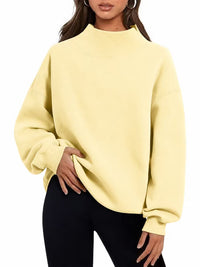 Women's Relaxed-Fit Mock-Neck Drop-Shoulder Sweatshirt - KaleaBoutique.com