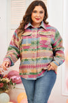 KaleaBoutique Plus Size Aztec Printed Flap Pocket Shacket - KaleaBoutique.com