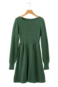 KaleaBoutique Comfortable Solid Lantern Sleeve Empire Waist Short Sweater Dress - KaleaBoutique.com