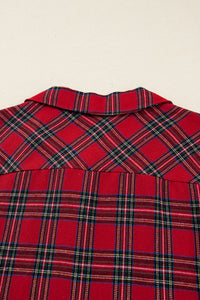 KaleaBoutique Comfortable Dearlovers Plaid Contrast Patched Christmas Holiday Long Sleeve Shirt and Short 2pcs Pajama Set - KaleaBoutique.com