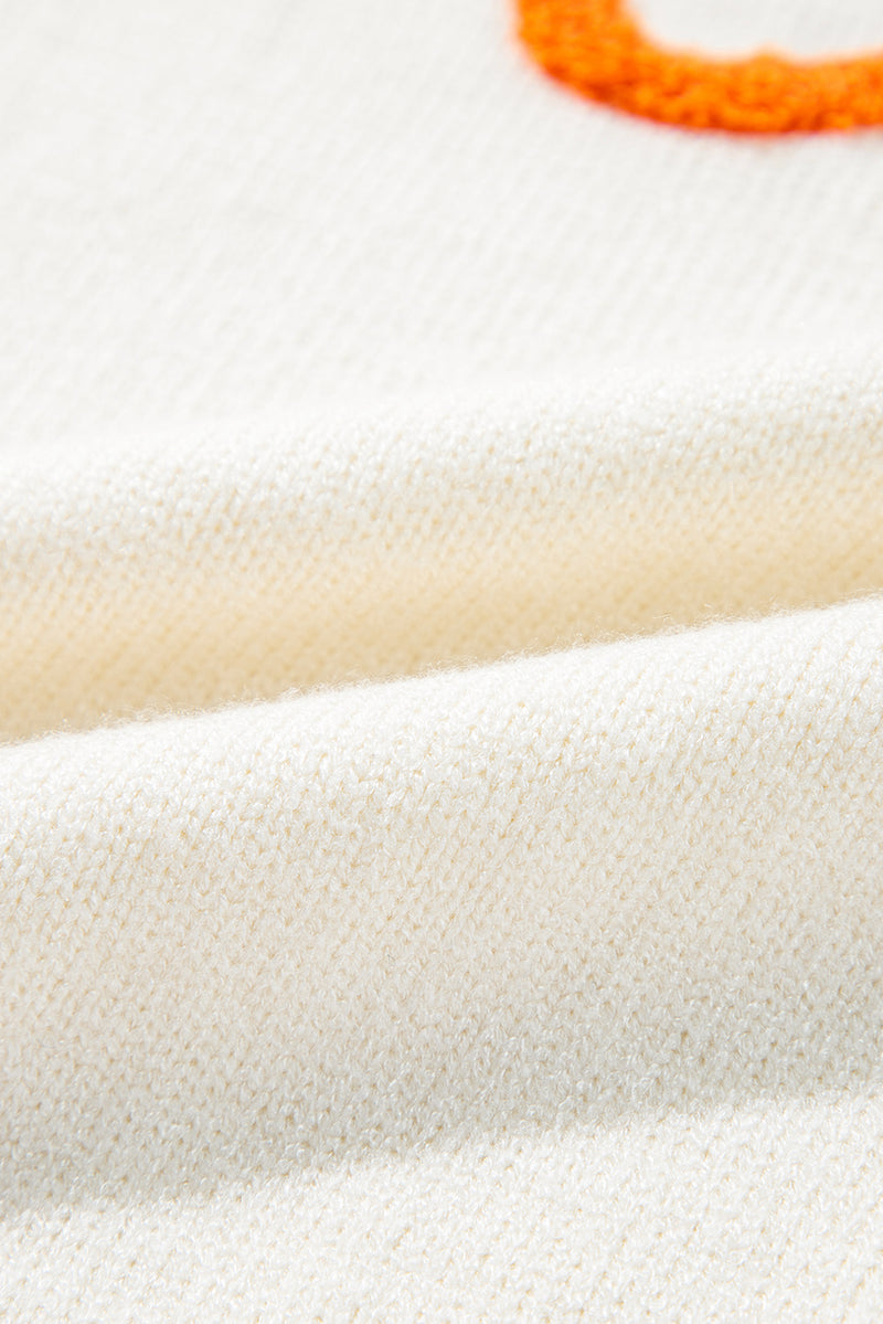 KaleaBoutique Boo Knitted Pattern Ribbed Edge Drop Shoulder Sweater - KaleaBoutique.com