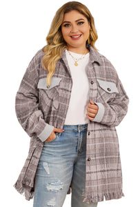 KaleaBoutique Plus Size Macrame Plaid Coat - KaleaBoutique.com