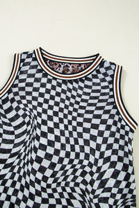 KaleaBoutique Stylish Beautiful Leopard Checkered Double Printed Reversible Sleeveless Long Dress - KaleaBoutique.com