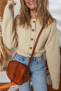 KaleaBoutique Comfortable Button Front Cropped Cardigan Sweater - KaleaBoutique.com