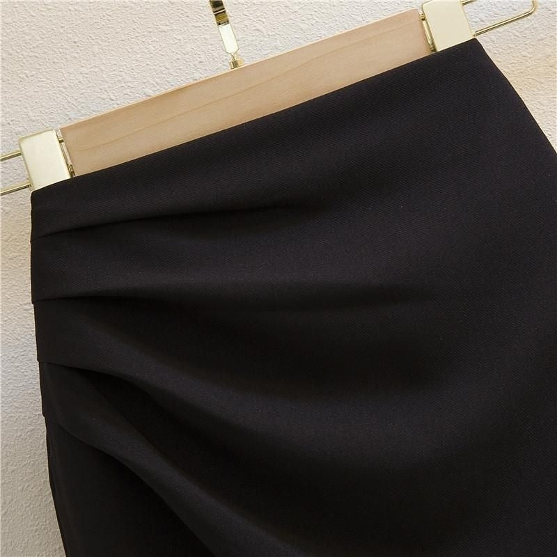 Women's High-Waist Ruched Asymmetric Midi Skirt - KaleaBoutique.com