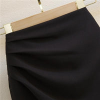Women's High-Waist Ruched Asymmetric Midi Skirt - KaleaBoutique.com
