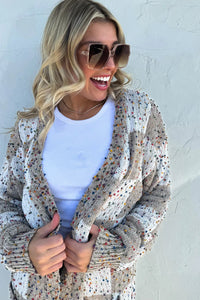 KaleaBoutique Comfortable Confetti Dot Checkered Print Open Cardigan with Pockets - KaleaBoutique.com