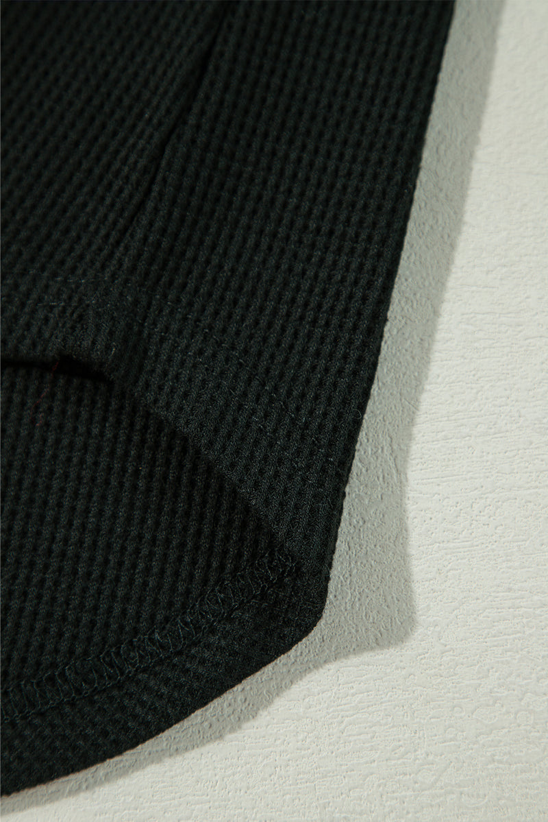 KaleaBoutique Waffle Knit Patchwork Buttoned Oversized Shacket - KaleaBoutique.com