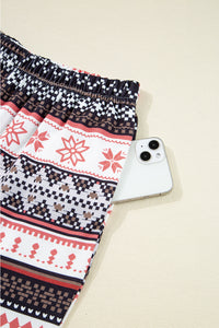 KaleaBoutique Comfortable Retro Christmas Pattern Loose Pullover 2pcs Lounge Pant Set